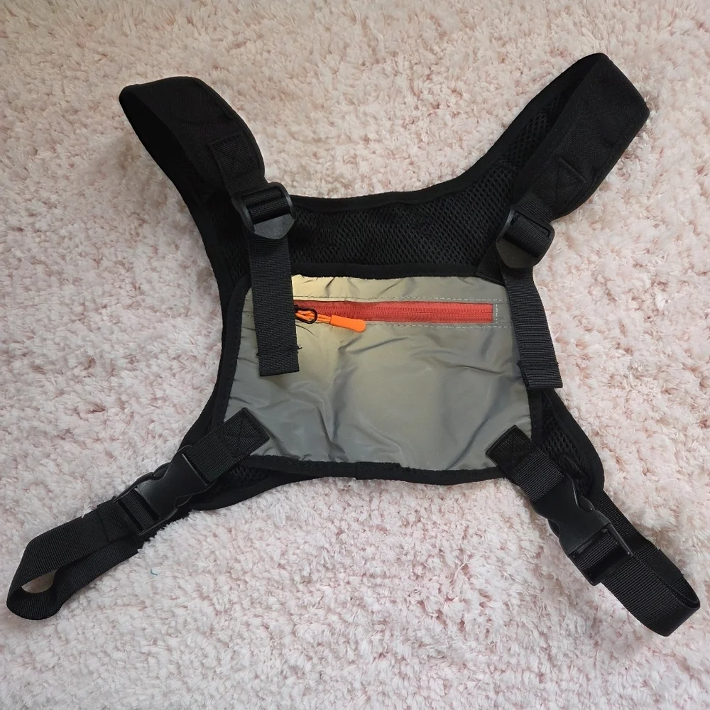 Stylish Black reflective Harness Bag running hiking vest festival